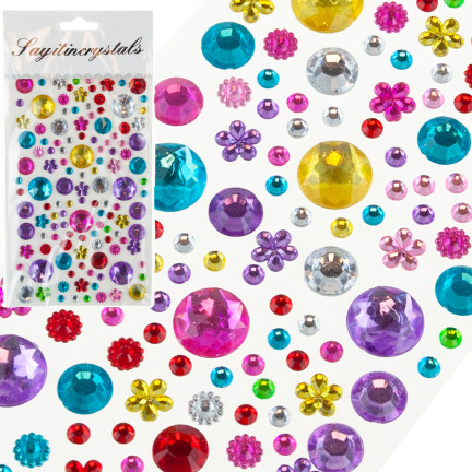 TG80422 KRYSZTAŁKI SAMOPRZYLEPNE KWIATKI DŻETY CYRKONIE DIAMENCIKI DIY