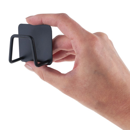 Organizer na gąbkę kuchenną, uchwyt ścienny do zlewu, wieszak, czarny, z taśmą klejącą