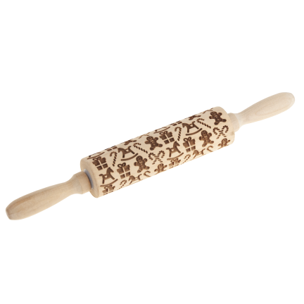 TG81336 WAŁEK DREWNIANY DO CIASTA OZDOBNE WYTŁOCZENIA ŚWIĄTECZNE 