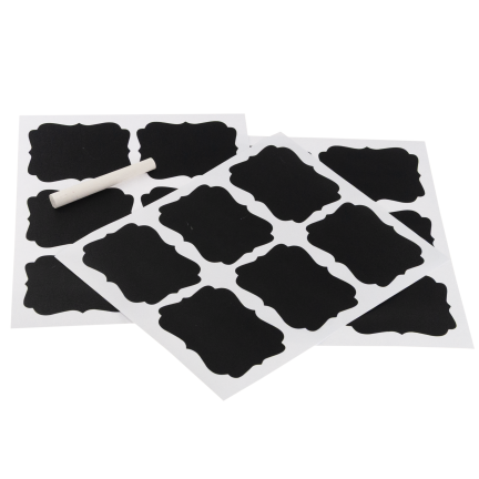 TOT2905 KOMPLET 18 NAKLEJEK NA SŁOIK 6,5x5,5CM +KREDA NAKLEJKI