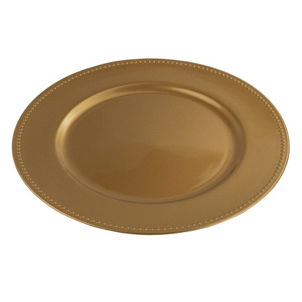 VEN8533 PODTALERZ TALERZ OKRĄGŁY ZŁOTY ZE ZDOBIENIEM 33CM PATERA