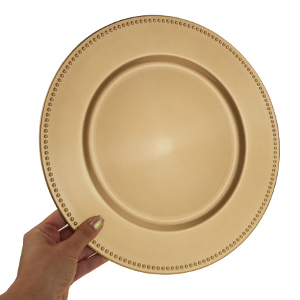 VEN8533 PODTALERZ TALERZ OKRĄGŁY ZŁOTY ZE ZDOBIENIEM 33CM PATERA