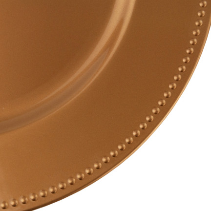 VEN8533 PODTALERZ TALERZ OKRĄGŁY ZŁOTY ZE ZDOBIENIEM 33CM PATERA
