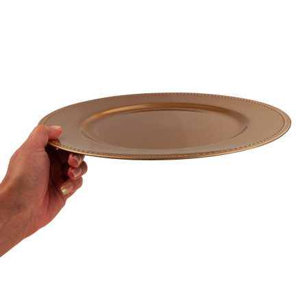 VEN8533 PODTALERZ TALERZ OKRĄGŁY ZŁOTY ZE ZDOBIENIEM 33CM PATERA