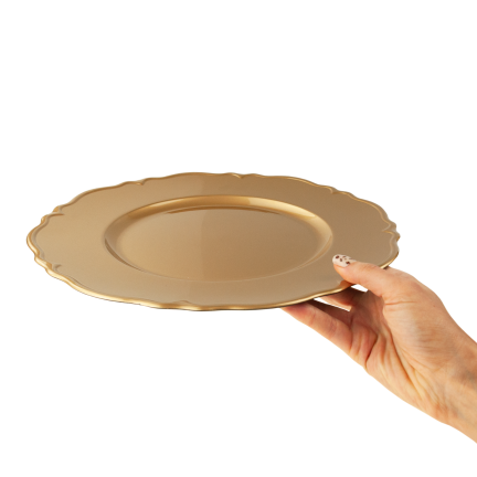 VEN8571 PODTALERZ ZŁOTY TALERZ ŚWIĘTA WESELE ZASTAWA 33X33X2CM