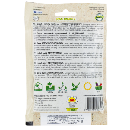 W0746 GROCH SIEWNY ŁUSKOWY SZEŚCIOTYGODNIOWY NASIONA 50G SZYBKI ZBIÓR