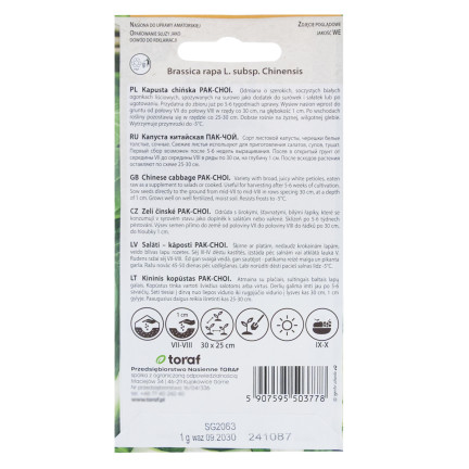 W3779 KAPUSTA PAK CHOI CHIŃSKA 1G NASIONA KAPUSTY CHIŃSKIEJ TORAF