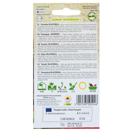 W6830 POMIDOR GRUNTOWY WYSOKI BLACKBALL NASIONA 0,3G ODMIANA ŚREDNIOPÓŹNA