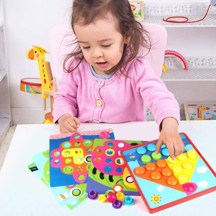 TG67283 UKŁADANKA GUZIKOWA MOZAIKA EDUKACYJNA GRZYBKI PUZZLE PINEZKI GRA MONTESSORI