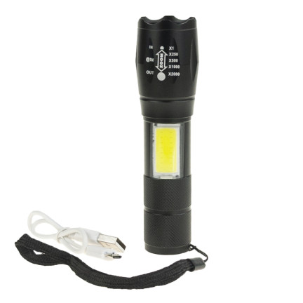 XA047 LATARKA TAKTYCZNA KIESZONKOWA LED ZOOM USB COBE