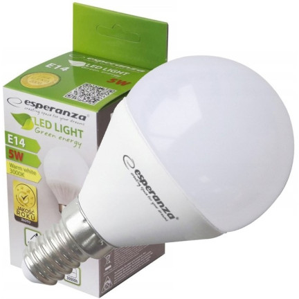 ELL151 ŻARÓWKA LED G45 E14 5W = 40w CIEPŁY BIAŁY BAŃKA MLECZNA ENERGOOSZCZĘDNA