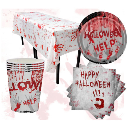 TG74162 ZESTAW ZASTAWY STOŁOWEJ HALLOWEEN DEKORACJE OBRUS KUBECZKI TALERZYKI SERWETKI