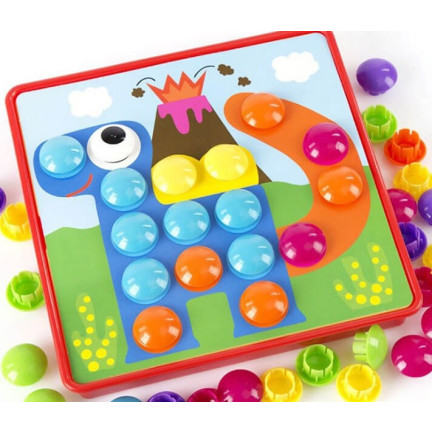 TG67283 UKŁADANKA GUZIKOWA MOZAIKA EDUKACYJNA GRZYBKI PUZZLE PINEZKI GRA MONTESSORI