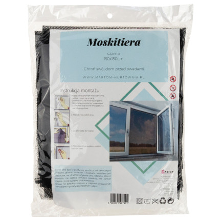 ZZ82 Moskitiera na okno, siatka przeciw owadom komarom, czarna moskitiera z rzepem 150x150