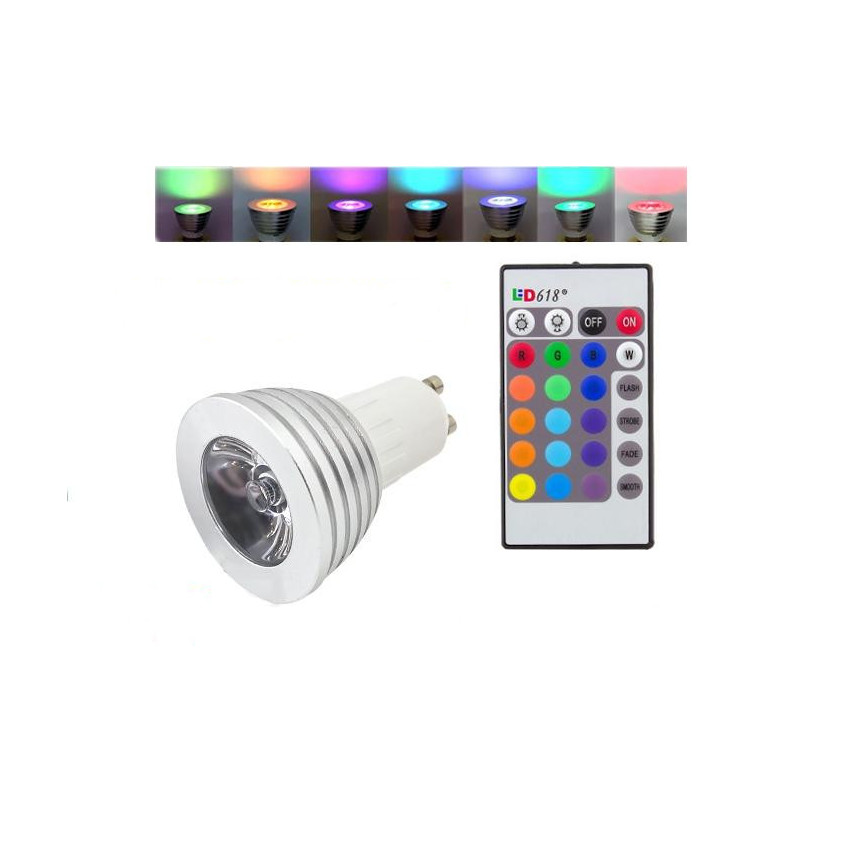 GU10 ŻARÓWKA DIODOWA RGB LED 16 KOLORÓW PILOT