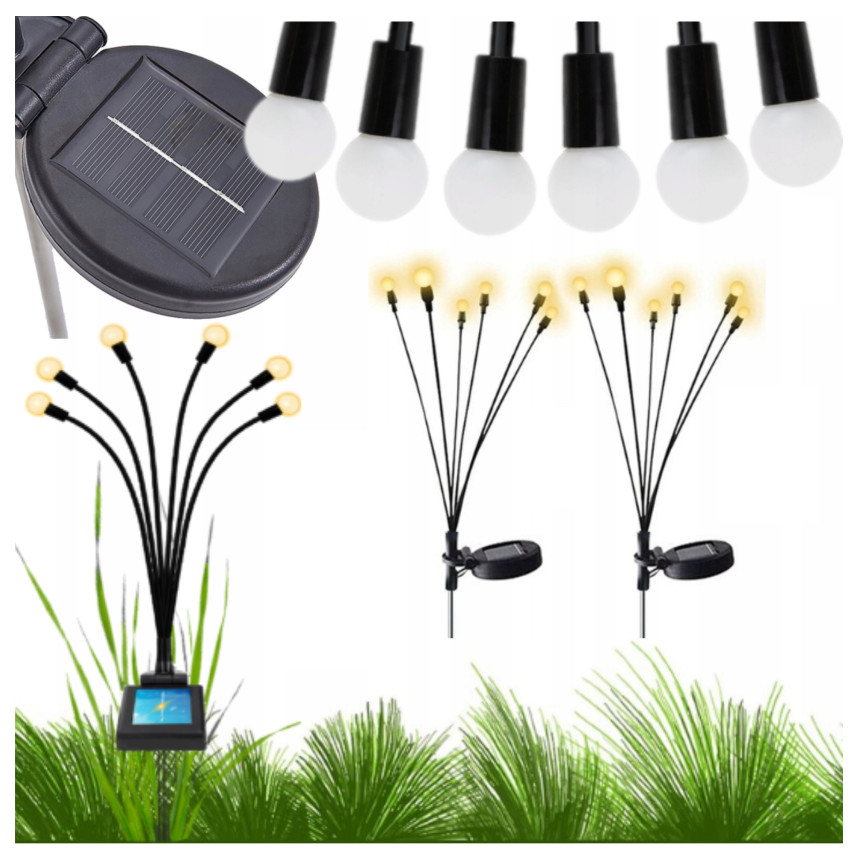 TG71287 Lampa solarna, kuleczki solarne 10led, zestaw 2szt. ogrodowe wbijane lampki, kiwaczki na balkon