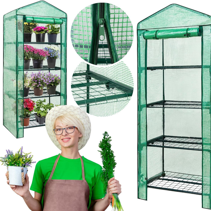 TG71365 SZKLARNIA OGRODOWA BALKONOWA regał 4 półki 160x70x50cm UV4 na BALKON FOLIAK