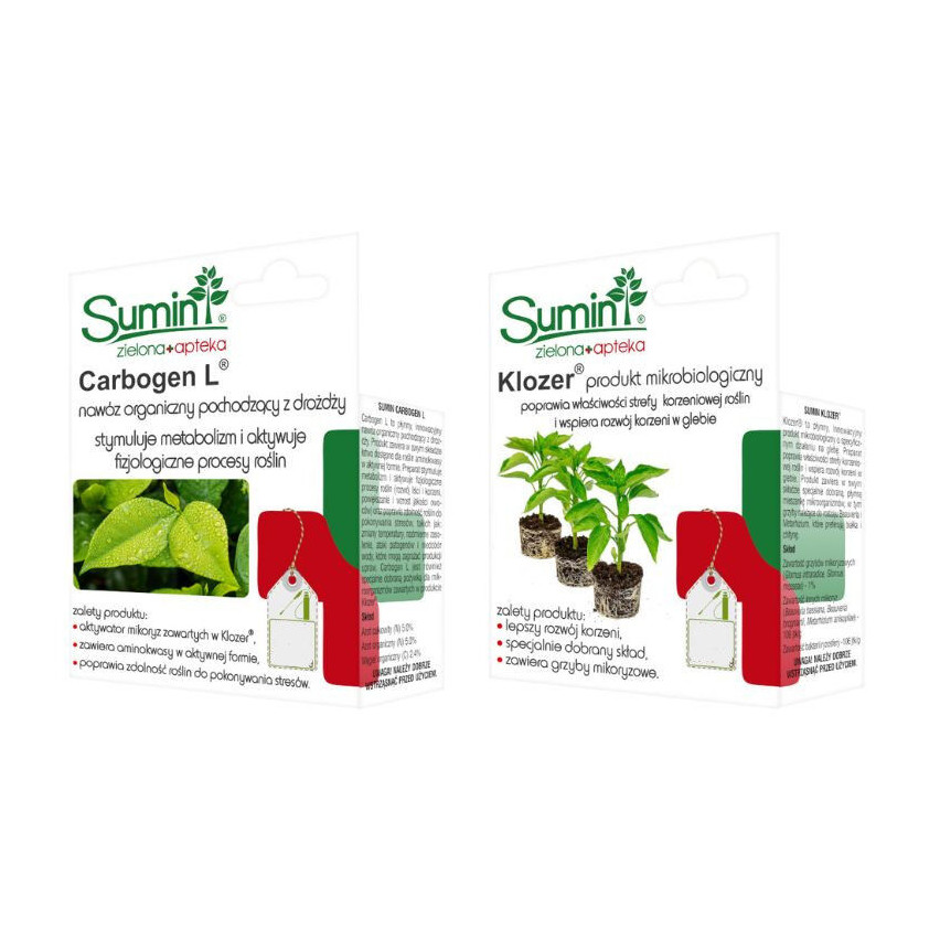 SUM34 KLOZER & CARBOGEN L, Sumin ekologiczny dwupak na szkodniki, zestaw do upraw 2x20ml