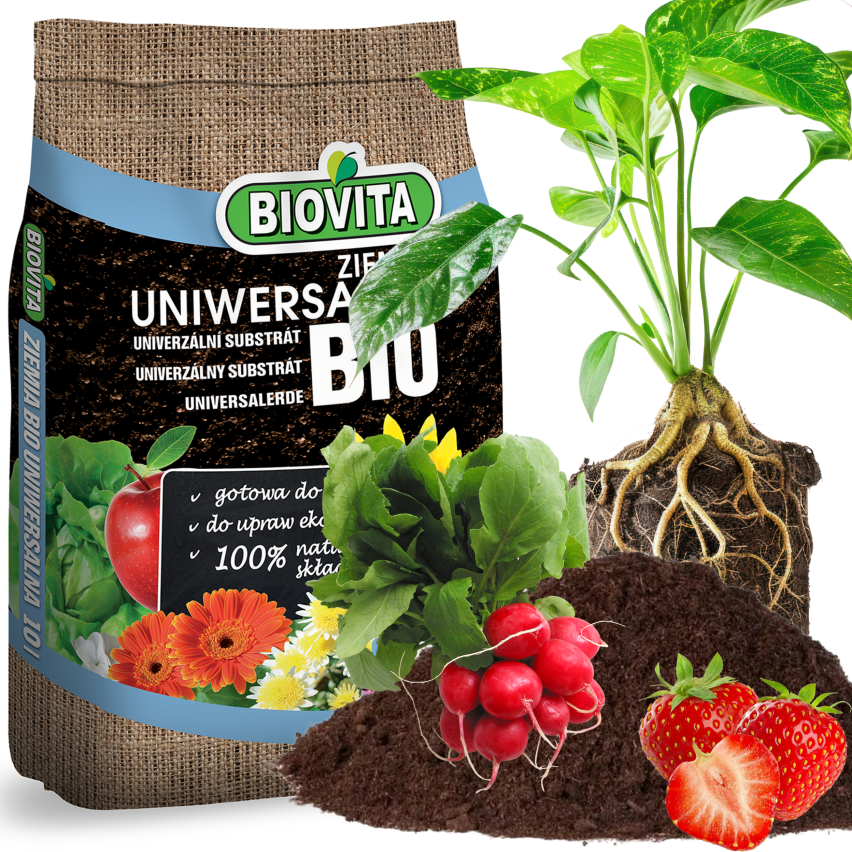 BIO15 ZIEMIA UNIWERSALNA BIO EKOLOGICZNA DO KWIATÓW ROŚLIN 10L Z NAWOZEM