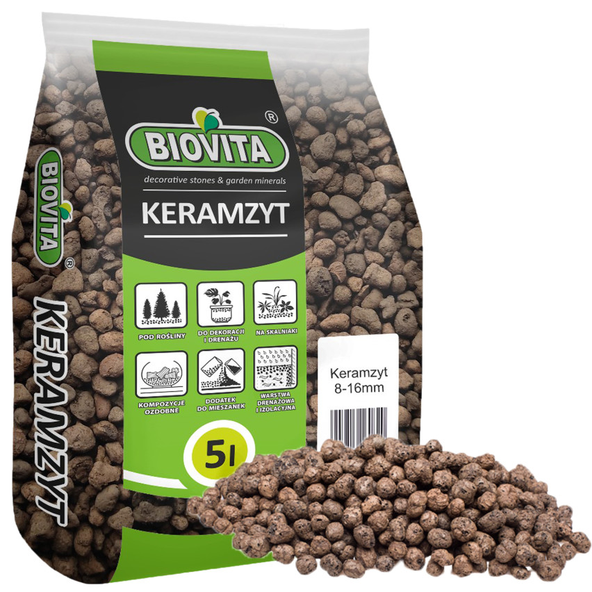 BIO4 BIOVITA KERAMZYT 5L 8-16MM OGRODNICZY NATURALNY DRENAŻ DONICZKI