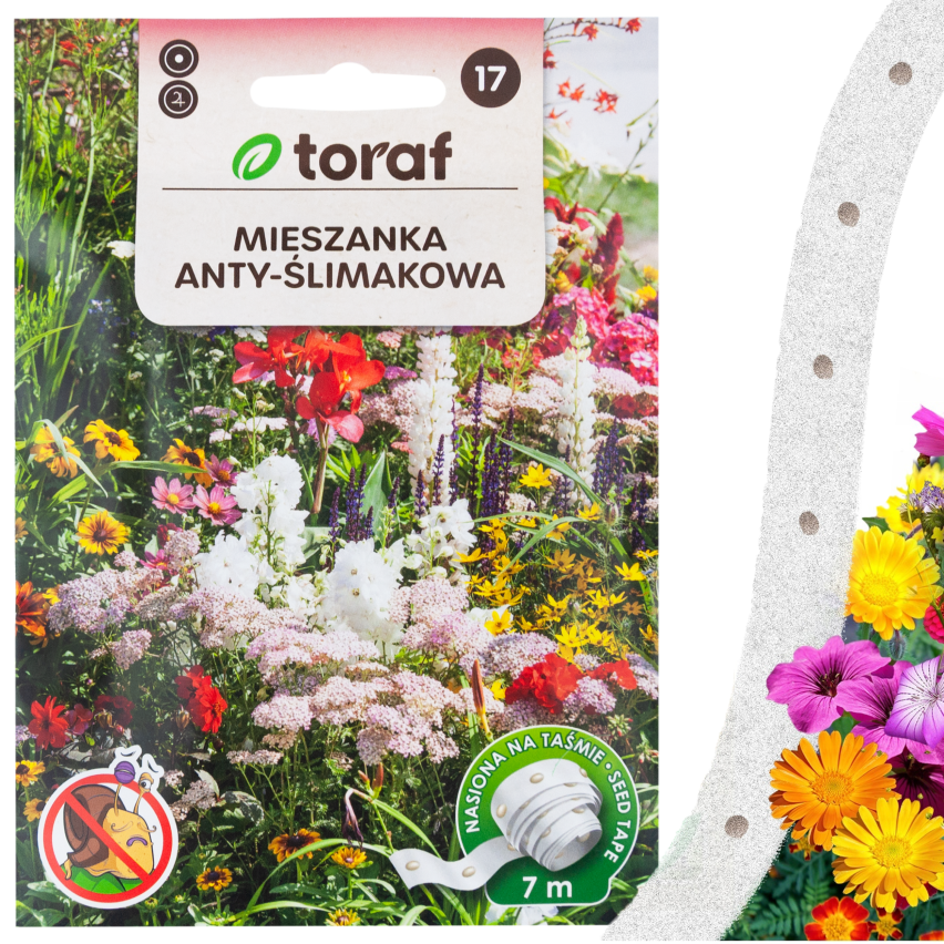 M5017 MIESZANKA ANTYŚLIMAKOWA TAŚMA 7M NASIONA NA TAŚMIE KWIATY NA ŚLIMAKI