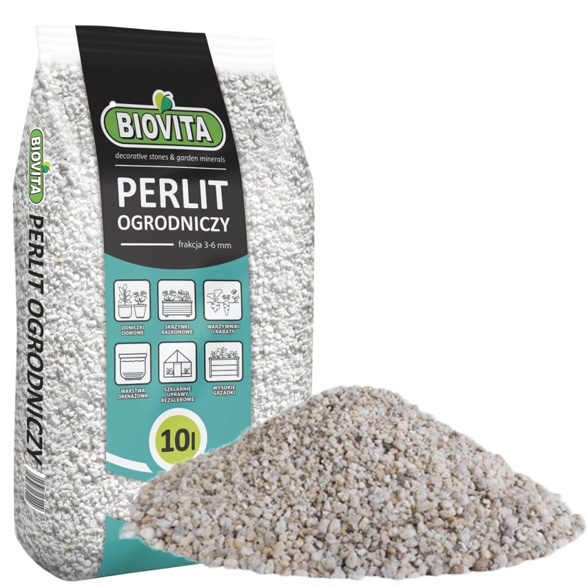 BIO2 BIOVITA PERLIT OGRODNICZY 10L NATURALNY SPULCHNIACZ DODATEK DO PODŁOŻA