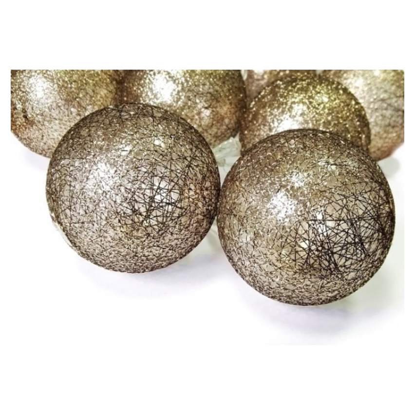 TX07315-3 cotton balls KULE 10 LED MIEDZIANE girlanda brąz