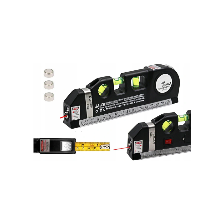 ZW68 POZIOMICA LASEROWA LED Z MIARKĄ MIARA + BATERIE