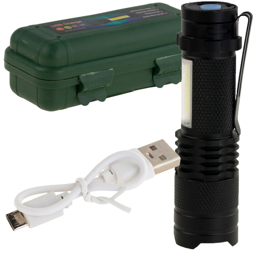 TG64636 LATARKA TAKTYCZNA LED ZOOM CREE DIODA Q5 z USB + etui