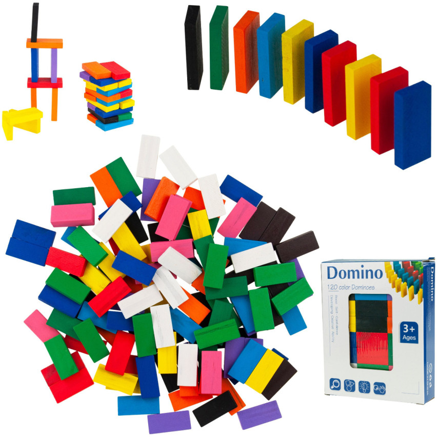TG67014 DOMINO DREWNIANE KLOCKI DUŻA UKŁADANKA 120 EL.