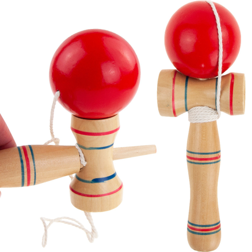 TG67313 KENDAMA DREWNIANA KLASYCZNA JAPOŃSKA GRA ZRĘCZNOŚCIOWA ŁAPANIE PIŁECZKI