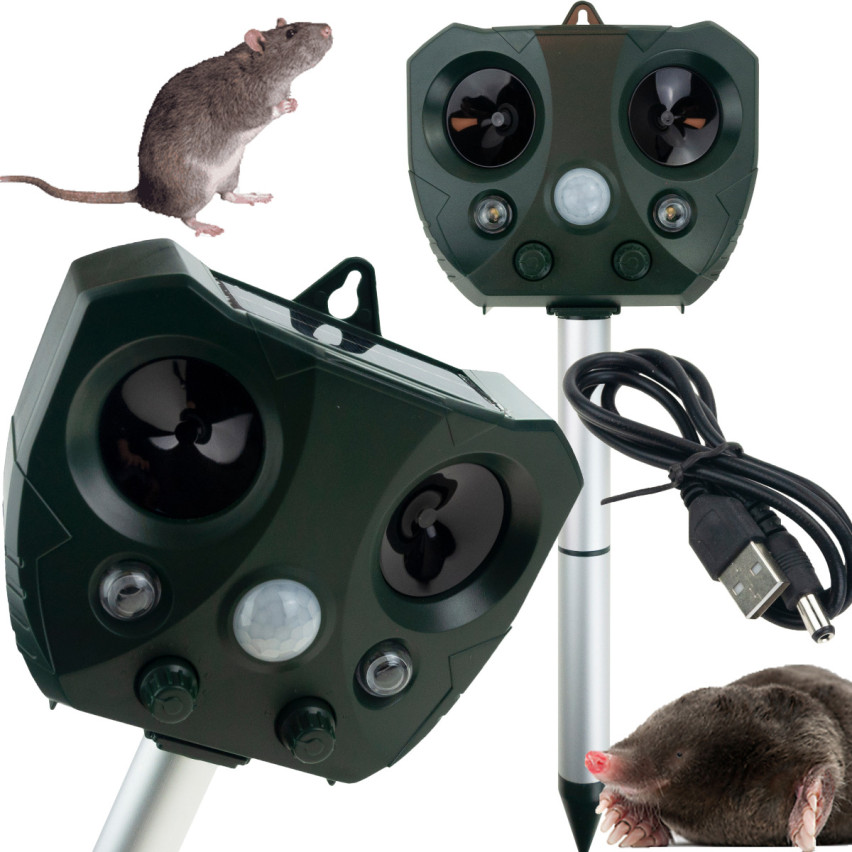 TG71405 PROFESJONALNY ODSTRASZACZ ZWIERZĄT KOTÓW PSÓW PTAKÓW myszy szczurów SOLARNY
