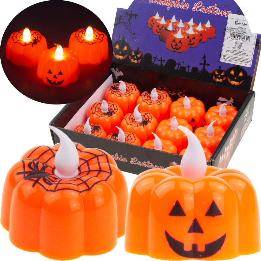 TG73370-1 ŚWIECZKI DYNIE LED HALLOWEEN LAMPIONY DEKORACJE ZESTAW 12SZT NA BATERIE