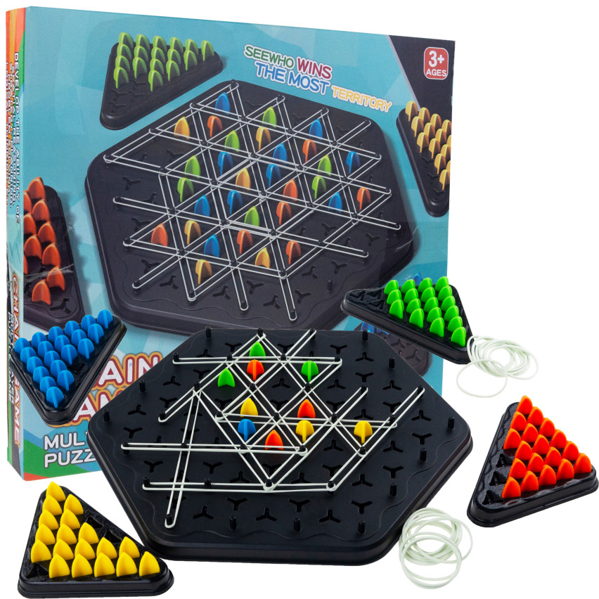 TG77514 GRA PLANSZOWA LOGICZNA GUMKI TRÓJKĄTY CHAIN GAME RODZINNA