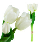 CV17690-2 BUKIET TULIPANÓW GUMOWANYCH SILIKONOWYCH 3SZT LUX BIAŁE TULIPANY jak ŻYWE