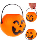 Wiaderko dynia na słodycze, plastikowe, pomarańczowe, dynia z uchwytem, kociołek Halloween, średnica 6cm