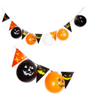 Girlanda z balonami Halloween, papierowa, mix kolorów, z dyniami, zawieszki, 3m