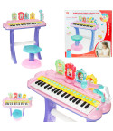 TG55491-1 PIANINO ORGANKI KEYBOARD DLA DZIECI Z TABORETEM i Mikrofonem rozowy