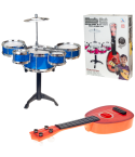 TG55528 PERKUSJA + GITARA ZESTAW MUZYCZNY UKULELE BĘBNÓW TALERZ PAŁECZKI DLA DZIECI