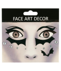 Naklejki na twarz, czarne, z kryształkami, 3d, Halloween make-up, komplet