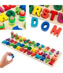 TG67011 DREWNIANA UKŁADANKA SORTER MONTESSORI ALFABET CYFRY NAUKA