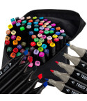 TG67374 MARKERY ALKOHOLOWE 80 SZT MAZAKI PISAKI DWUSTRONNE ZAKREŚLACZE + ETUI
