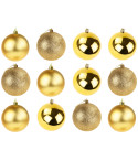 TG74324-3  BOMBKI 12SZT 3CM ZESTAW ZŁOTE BROKATOWE MATOWE BŁYSZCZĄCE NA CHOINKĘ