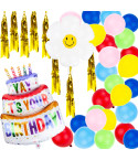 TG76541 GIRLANDA BALONOWA ZESTAW BALONY FOLIOWE TORT KWIAT URODZINY FRĘDZLE